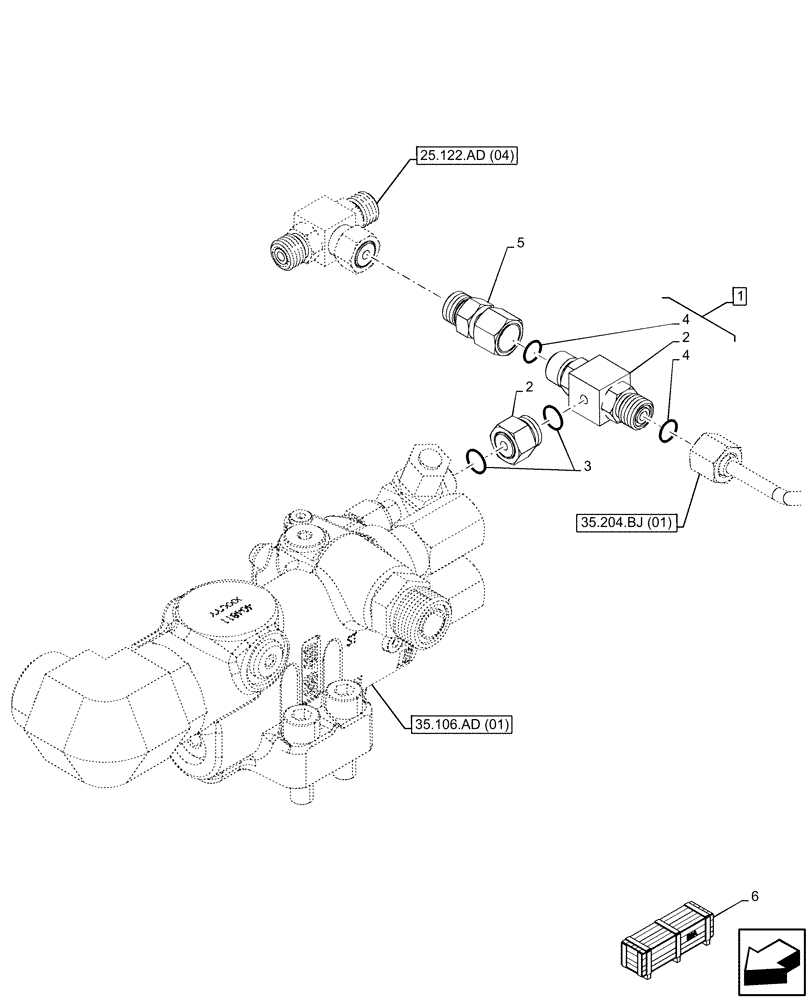 Схема запчастей Case IH MAXXUM 135 - (25.122.AD[03]) - VAR - 743689, 743690, 758445 - FRONT AXLE, SUSPENDED, CHECK VALVE (25) - FRONT AXLE SYSTEM