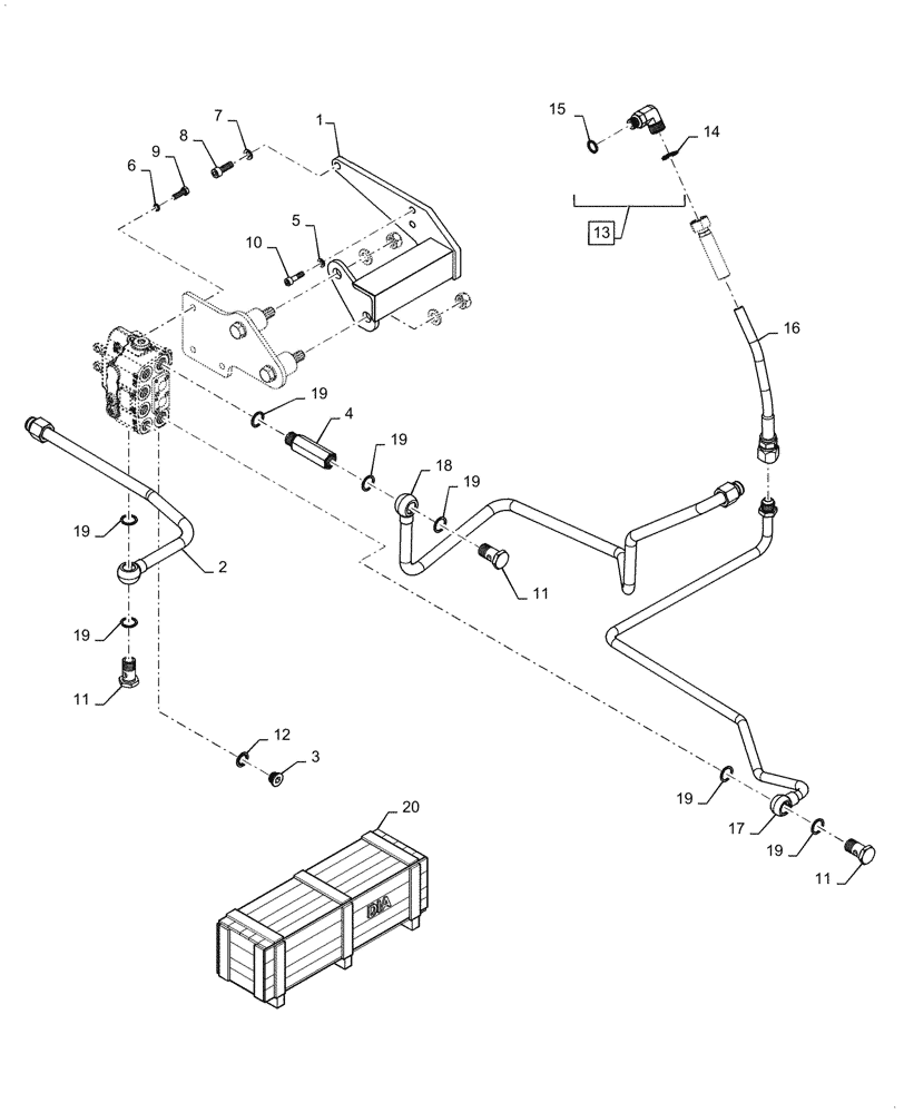 Схема запчастей Case IH FARMALL 60A - (88.100.35[01]) - DIA KIT, MID-MOUNT CONTROL VALVE LINES (88) - ACCESSORIES