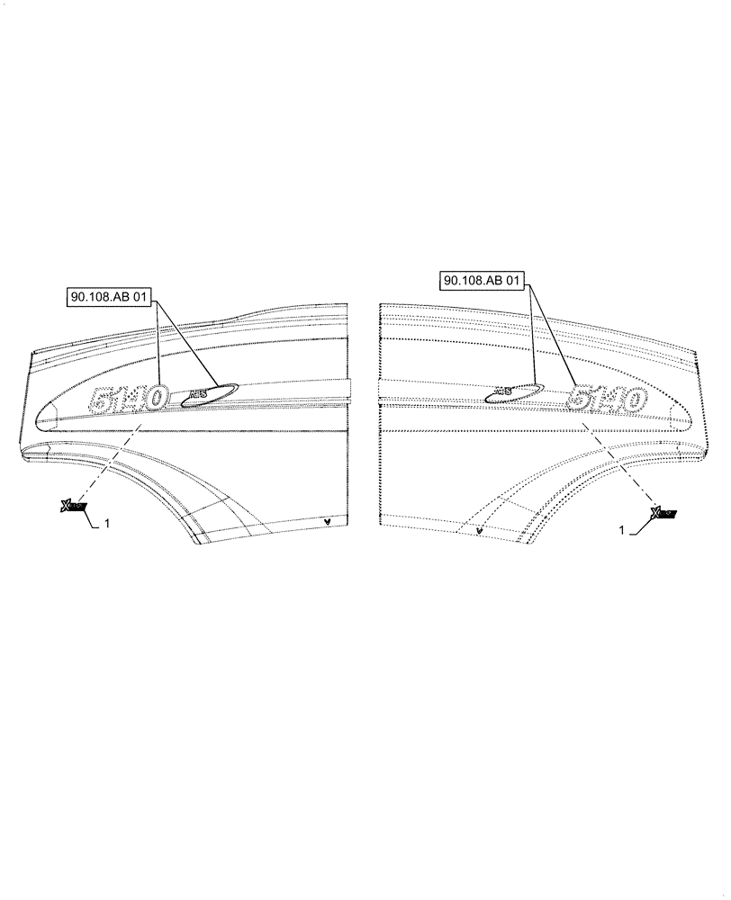 Схема запчастей Case IH 5140 - (90.108.AB[03]) - VAR - 425447 - CROSS FLOW DECAL (90) - PLATFORM, CAB, BODYWORK AND DECALS
