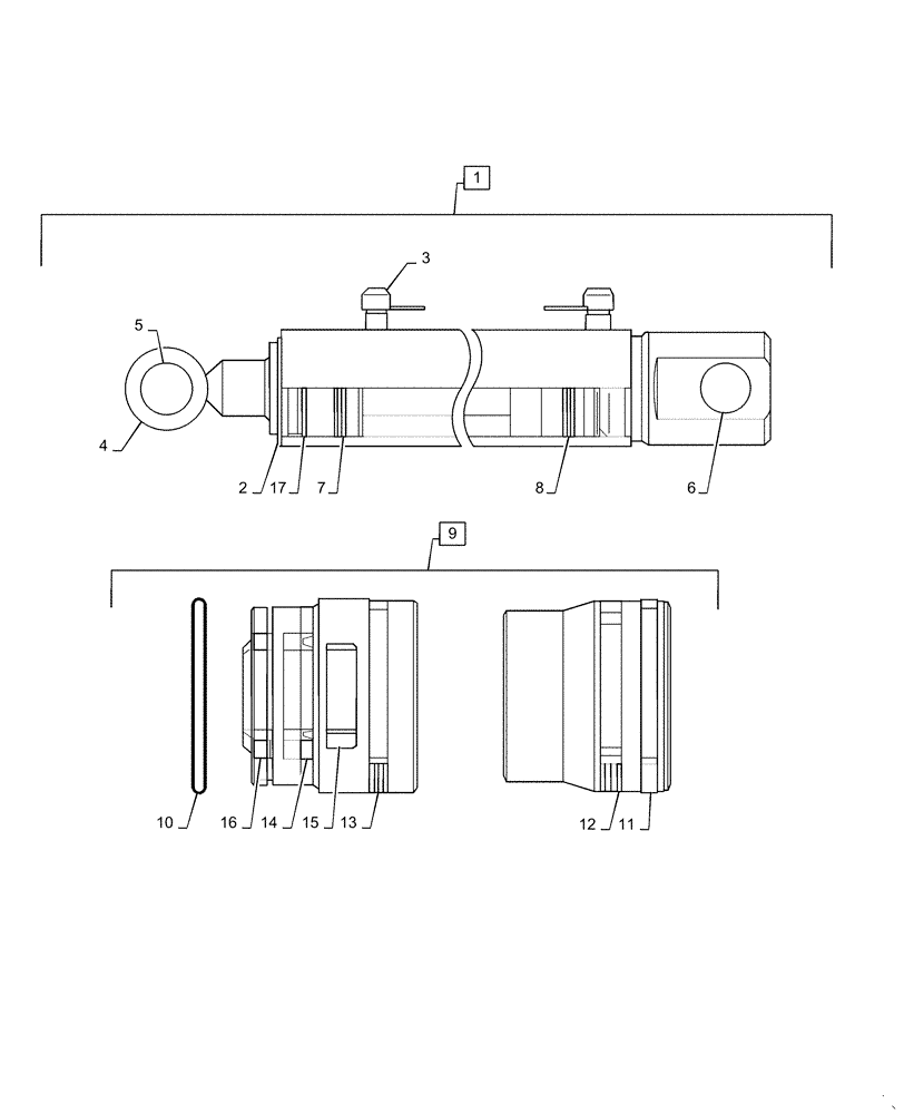 Схема запчастей Case IH L735 - (35.723.010[02]) - BUCKET CYLINDER, HYDRAULIC CYLINDER - NSL (35) - HYDRAULIC SYSTEMS