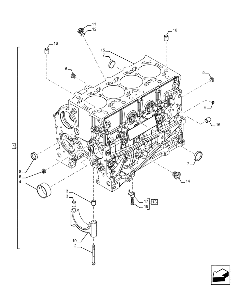 Схема запчастей Case IH F5DFL413K A010 - (10.001.AB) - CRANKCASE (10) - ENGINE