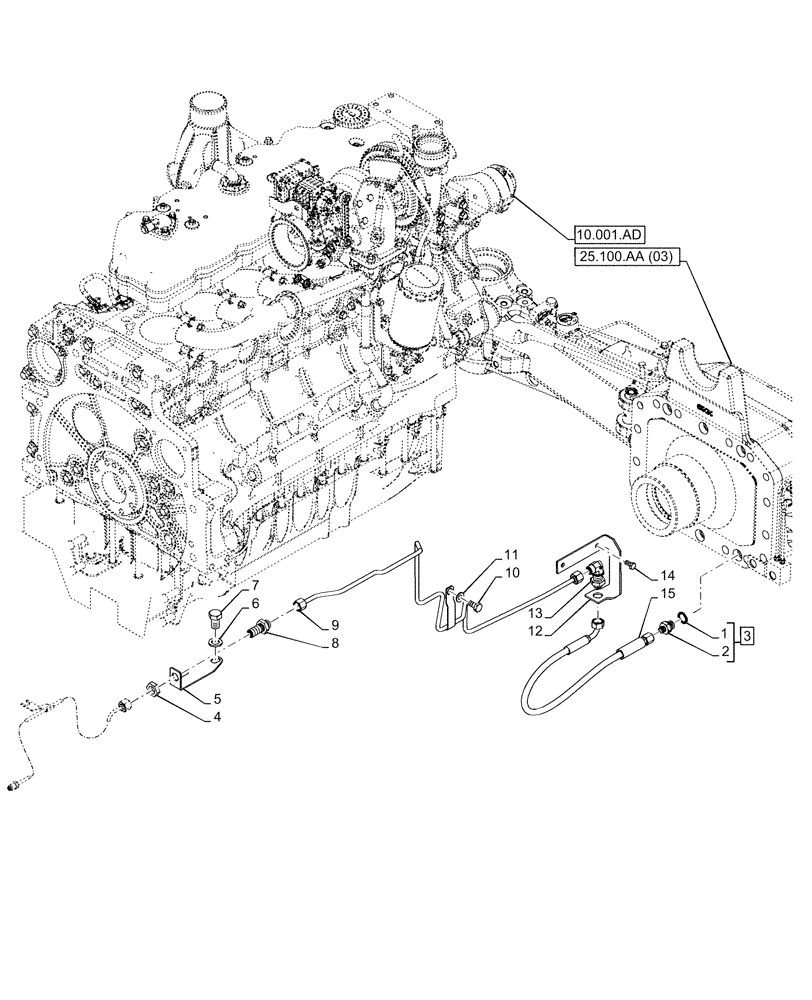 Схема запчастей Case IH PUMA 220 CVT - (33.204.AG[02]) - VAR - 337416 - FRONT AXLE, BRAKE LINE (33) - BRAKES & CONTROLS