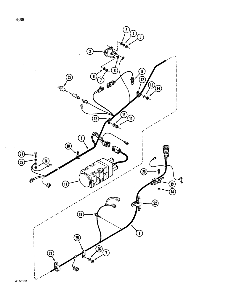 Схема запчастей Case IH 9270 - (4-038) - FRONT FRAME HARNESS P.I.N. JCB0028400 & AFTER (04) - ELECTRICAL SYSTEMS