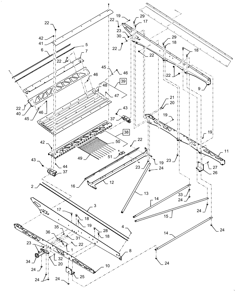 Схема запчастей Case IH 5140 - (74.114.AZ[01]) - VAR - 425447 - CROSS FLOW UPPER SHOE FRAME (74) - CLEANING