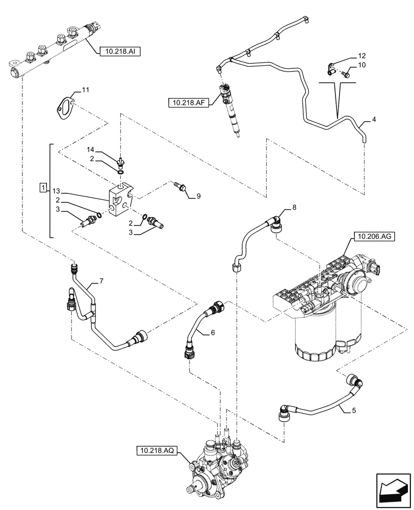 Схема запчастей Case IH F5DFL413L A007 - (10.210.AF) - FUEL LINE (10) - ENGINE