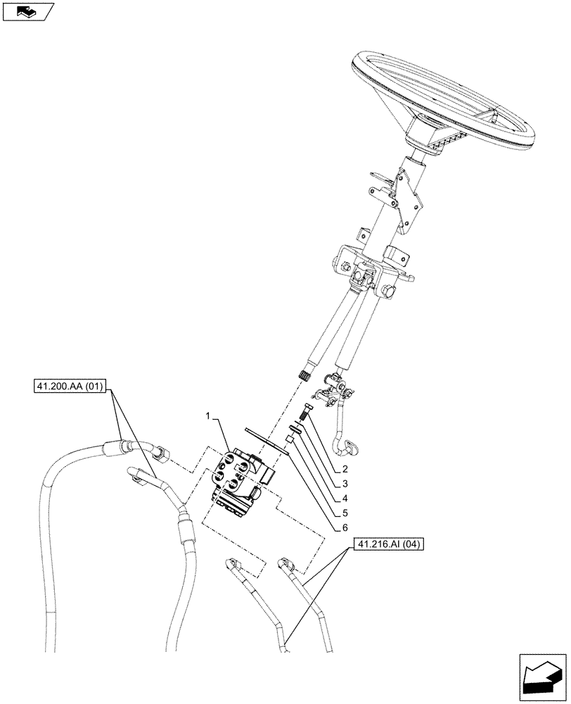 Схема запчастей Case IH FARMALL 105C - (41.200.CA[01]) - VAR - 337323, 338323, 743560, 743561, 744580, 744581, 744582 - STEERING VALVE - 4WD (SHUTTLE) (41) - STEERING