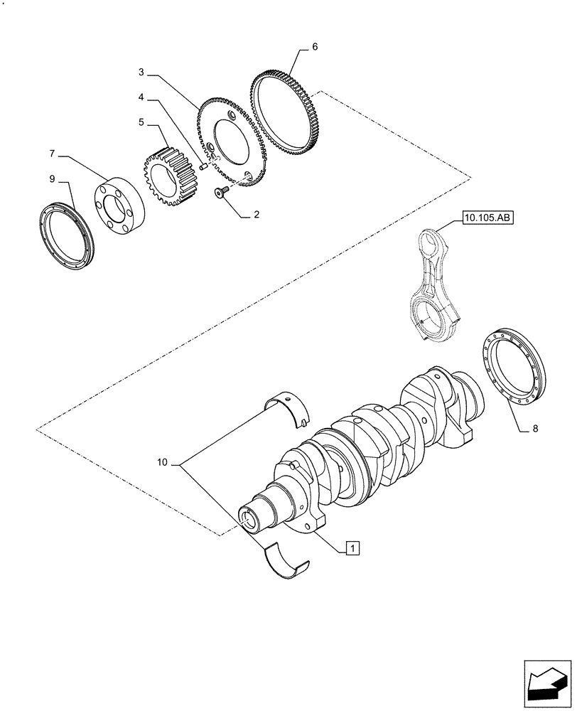 Схема запчастей Case IH F5DFL413K A010 - (10.103.AA) - CRANKSHAFT (10) - ENGINE