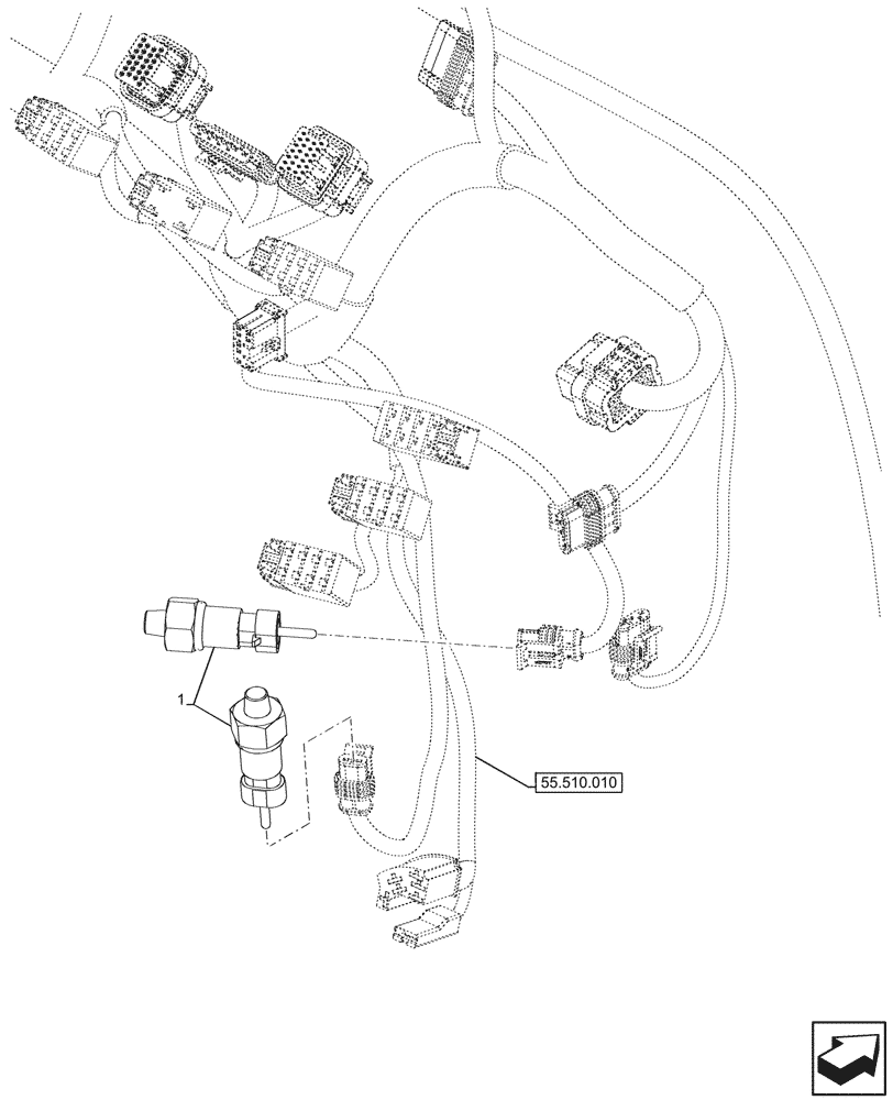 Схема запчастей Case IH FARMALL 110V - (55.040.010) - VAR - 341065, 341066, 341067, 341068, 341375, 341376 - 4WD, PRESSURE SWITCH (55) - ELECTRICAL SYSTEMS