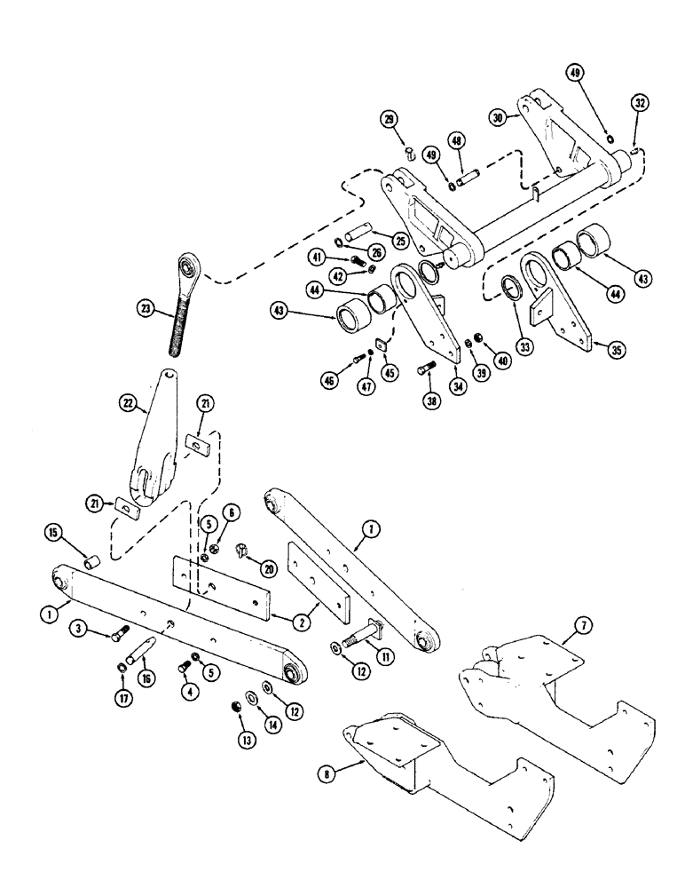 Схема запчастей Case IH 2870 - (306) - ROCKSHAFT, DRAFT ARM AND LIFT LINK (09) - CHASSIS/ATTACHMENTS