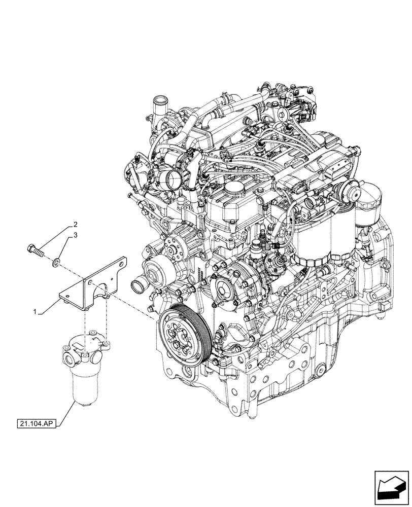 Схема запчастей Case IH FARMALL 85C - (25.100.AN) - VAR - 744762, 744763, 744764 - BRACKET, OIL FILTER (25) - FRONT AXLE SYSTEM