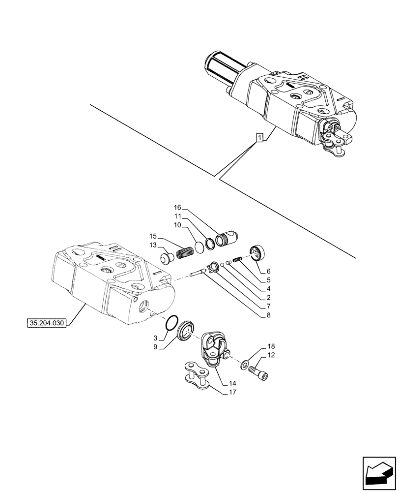 Схема запчастей Case IH FARMALL 110U - (35.204.035) - VAR - 390183, 334195 - 2 REMOTE CONTROL VALVES, REAR, COMPONENTS (35) - HYDRAULIC SYSTEMS