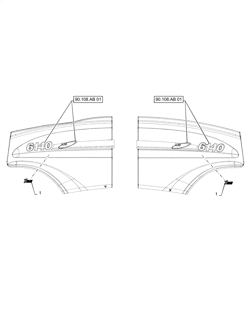 Схема запчастей Case IH 6140 - (90.108.AB[03]) - VAR - 425447 - CROSS FLOW DECAL (90) - PLATFORM, CAB, BODYWORK AND DECALS