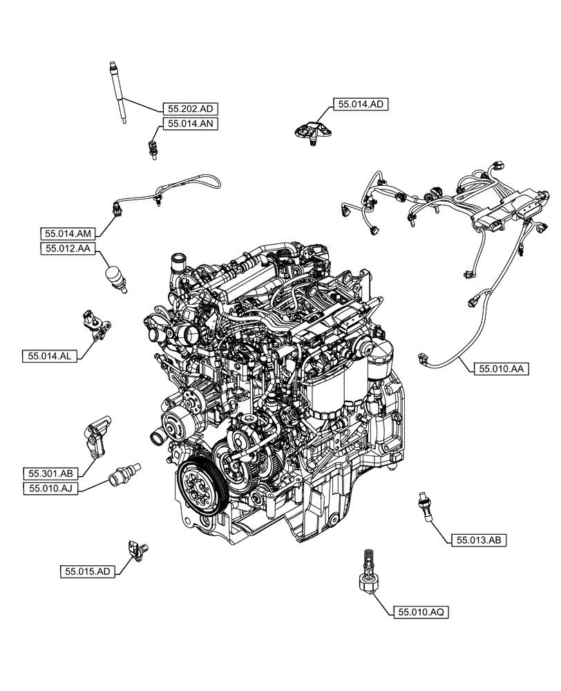 Схема запчастей Case IH F5DFL413K A010 - (00.000.55) - PICTORIAL INDEX - ELECTRICAL SYSTEMS (00) - GENERAL & PICTORIAL INDEX