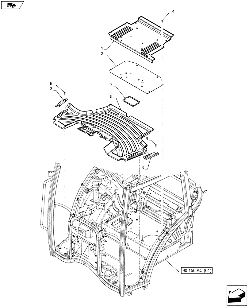 Схема запчастей Case IH FARMALL 105C - (90.160.AR[04]) - VAR - 744762, 744763 - FLOOR MAT (POWERSHUTTLE), W/ CAB (90) - PLATFORM, CAB, BODYWORK AND DECALS