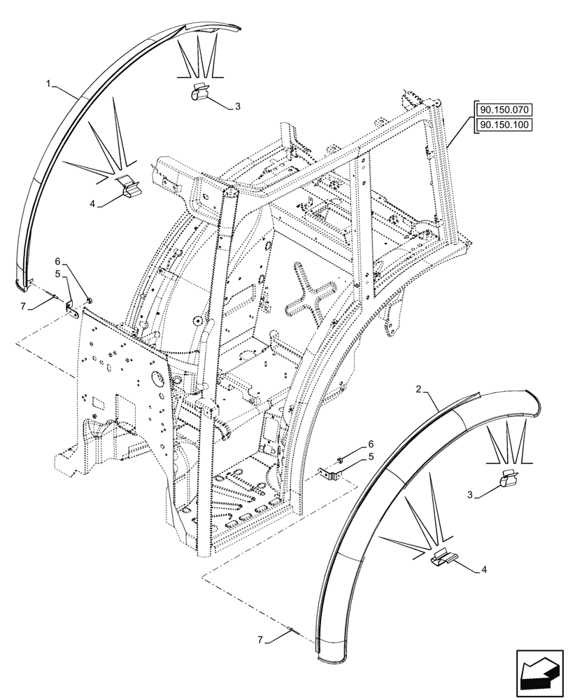 Схема запчастей Case IH FARMALL 100N - (90.116.110) - VAR - 744478 - REAR FENDER EXTENSION, PARTIALLY WRAP AROUND TYPE, CAB (90) - PLATFORM, CAB, BODYWORK AND DECALS