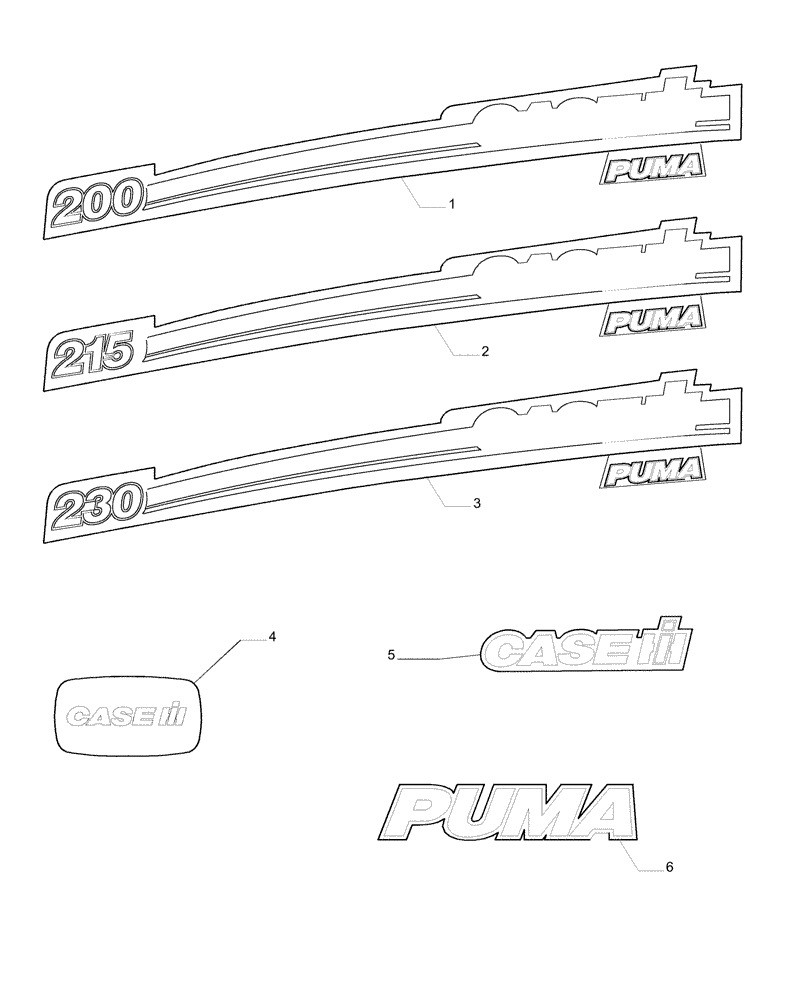 Схема запчастей Case IH PUMA 200 - (90.108.AB) - MODEL IDENTIFICATION DECALS (90) - PLATFORM, CAB, BODYWORK AND DECALS