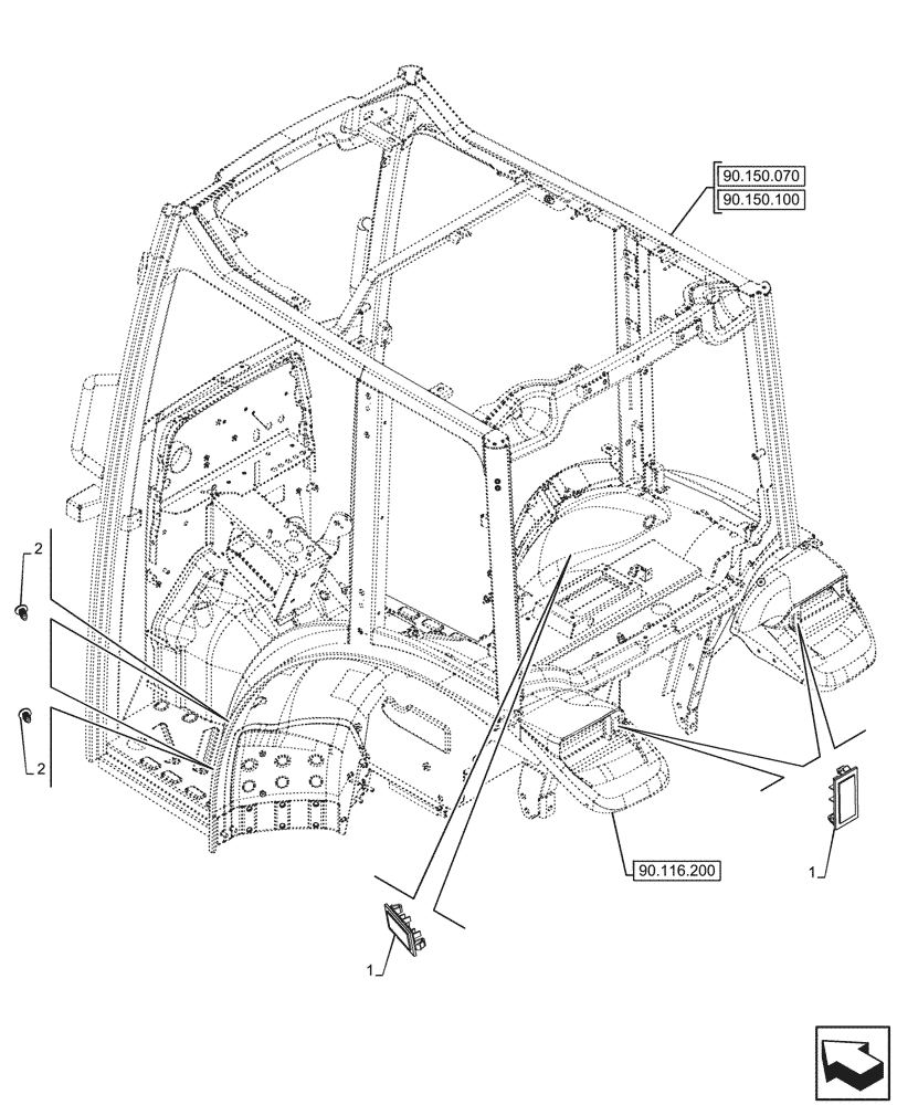 Схема запчастей Case IH FARMALL 90V - (90.150.050) - VAR - 342378, 342379, 342380, 342381, 744833 - FLOOR, PLUG, CAB (90) - PLATFORM, CAB, BODYWORK AND DECALS