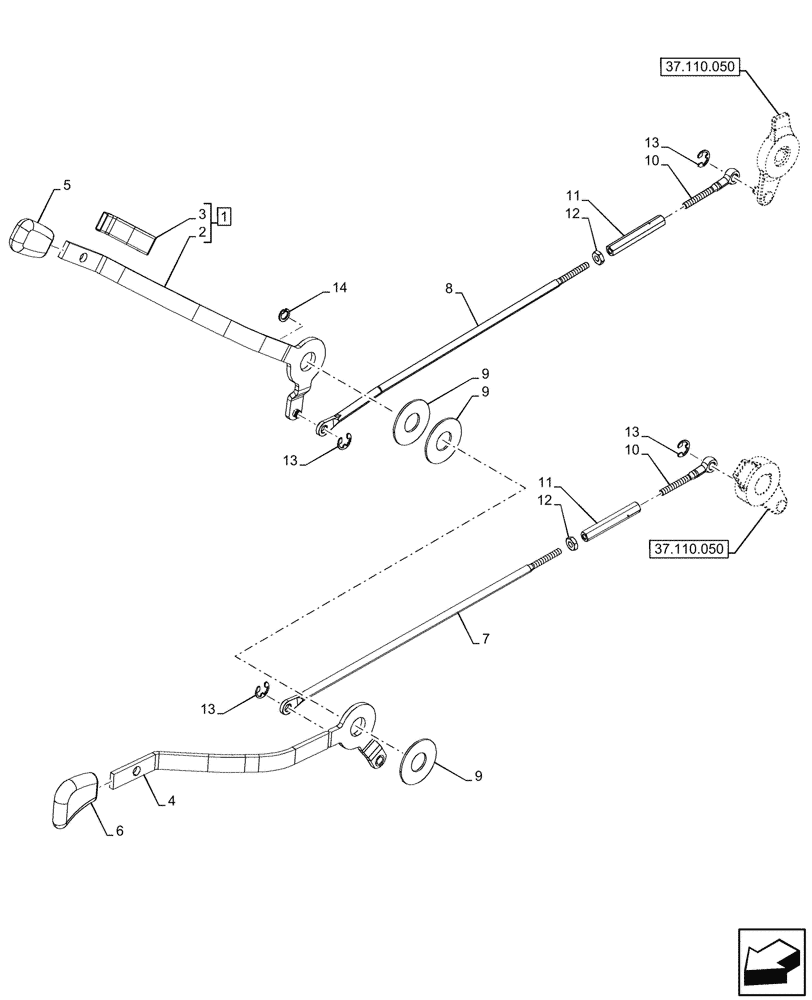 Схема запчастей Case IH FARMALL 110V - (37.108.020) - VAR - 759013 - REAR, HYDRAULIC LIFT, CONTROL LEVER, W/ LIFT-O-MATIC, W/O CAB (37) - HITCHES, DRAWBARS & IMPLEMENT COUPLINGS