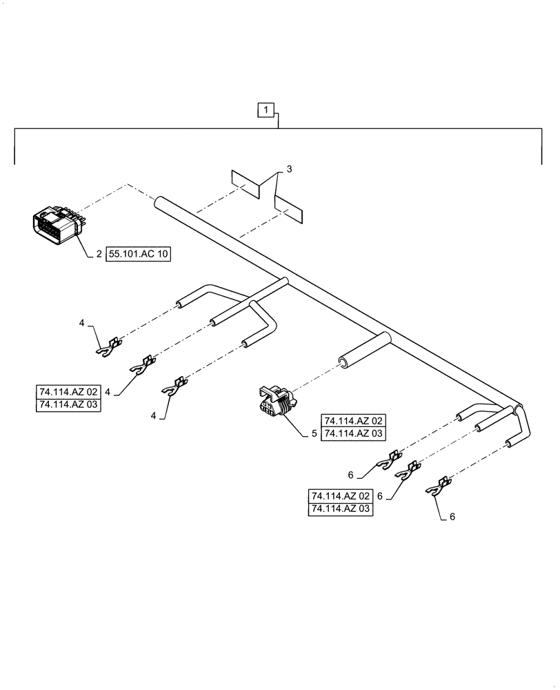 Схема запчастей Case IH 6140 - (55.426.AH[05]) - WIRE HARNESS, UPPER SIEVE CONTROL (55) - ELECTRICAL SYSTEMS