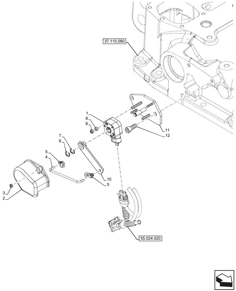 Схема запчастей Case IH FARMALL 100V - (55.130.020) - VAR - 341846, 341847, 342382, 342383, 342384, 342385, 743523 - REAR, 3 POINT HITCH, ELECTRONIC DRAFT CONTROL (EDC), POTENTIOMETER, CAB (55) - ELECTRICAL SYSTEMS