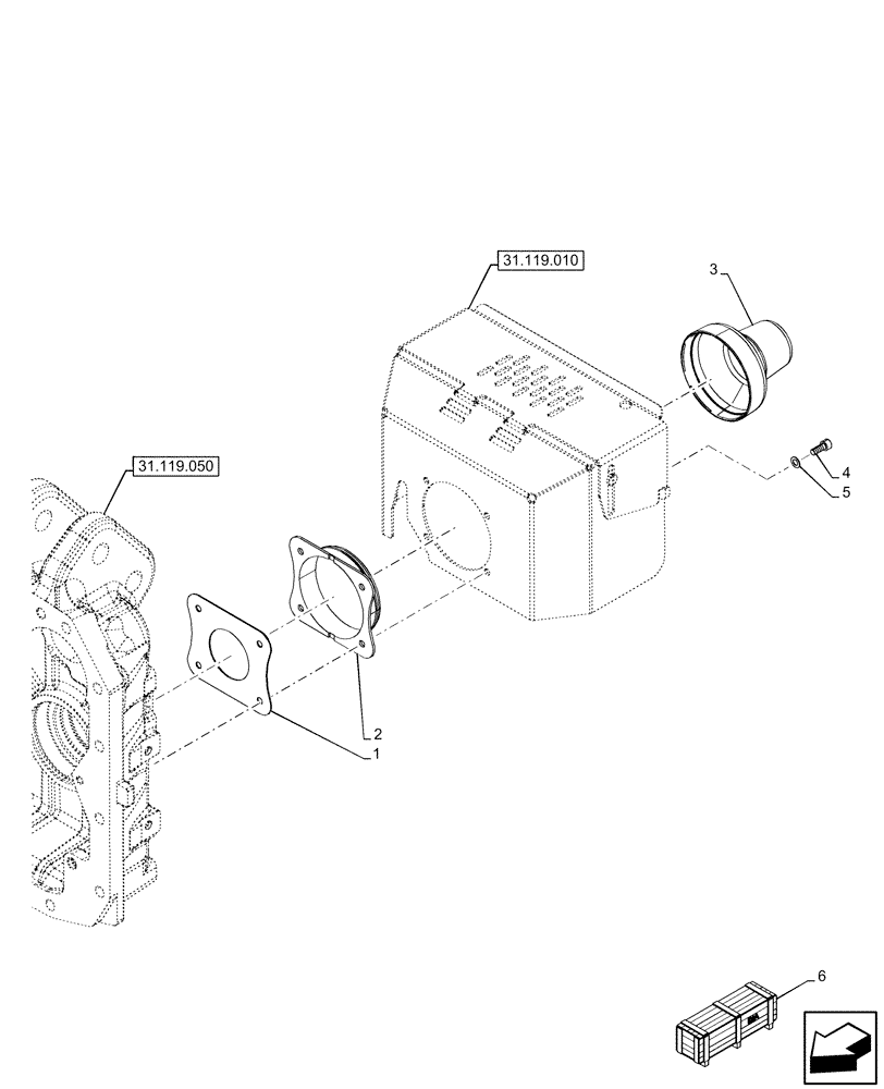 Схема запчастей Case IH OPTUM 270 CVT - (31.119.160) - VAR - 758651, 758625, 758653, 758654, 758655, 758656, 758657, 758658, 758861, 758862 - REAR PTO, OUTPUT SHAFT, GUARD (31) - IMPLEMENT POWER TAKE OFF