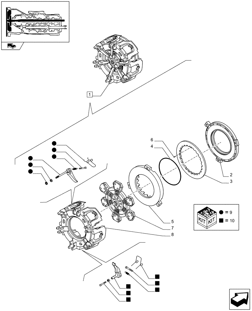 Схема запчастей Case IH JX95 - (1.25.0/01D) - CLUTCH - RELEVANT PARTS - FOR STRUDDLE VERSION (03) - TRANSMISSION