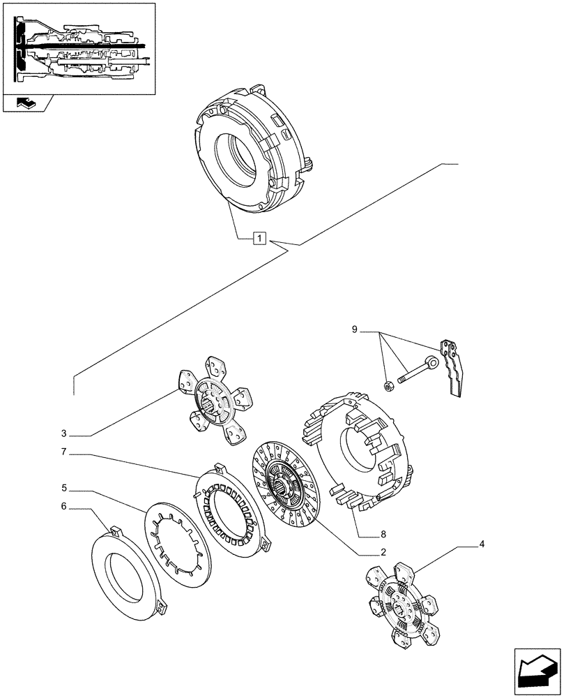 Схема запчастей Case IH JX55 - (1.25.0/01C) - CLUTCH - RELEVANT PARTS - FOR STRUDDLE VERSION (03) - TRANSMISSION