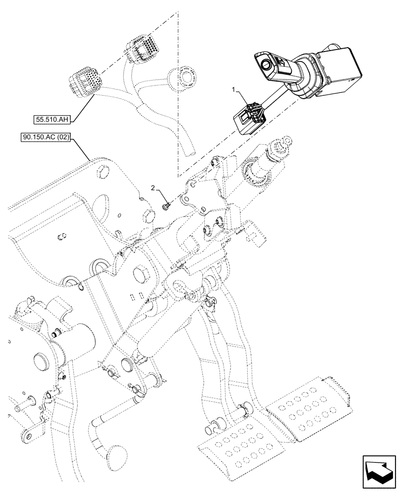 Схема запчастей Case IH FARMALL 85C - (55.513.AC[02]) - VAR - 334187, 334190, 335743, 335744, 335792, 392315 - TRANSMISSION, CONTROL, POWERSHUTTLE, SWITCH, HI-LO, ROPS (55) - ELECTRICAL SYSTEMS