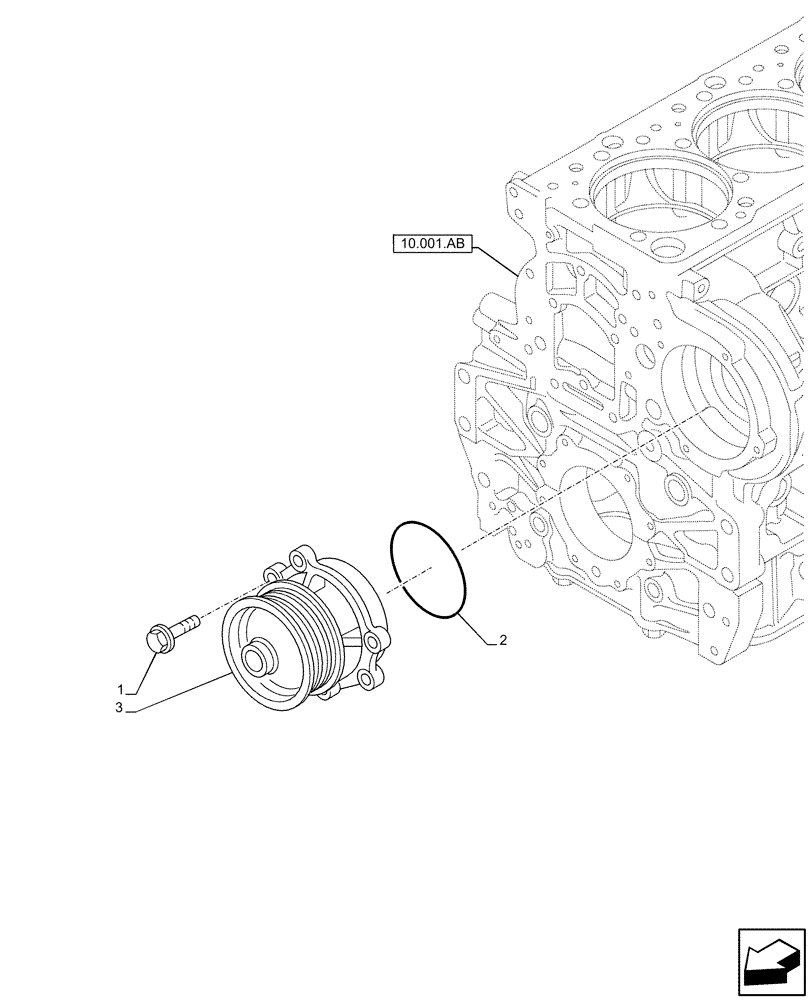 Схема запчастей Case IH F3HFE613A B003 - (10.400.BB) - WATER PUMP (10) - ENGINE