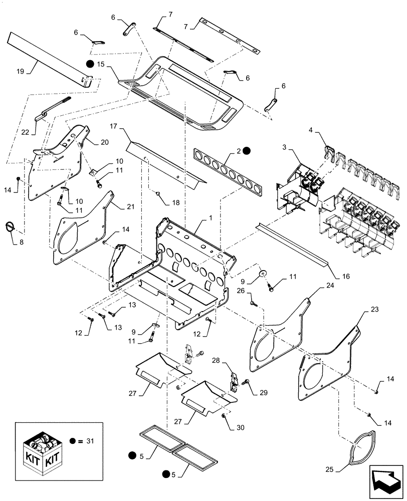 Схема запчастей Case IH 1255 - (80.100.AC[05]) - DISTRIBUTOR, ASSY, 8 PORT RH (80) - CROP STORAGE/UNLOADING