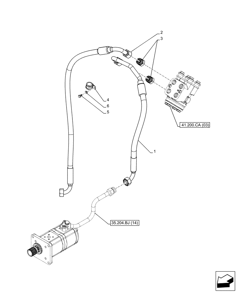 Схема запчастей Case IH FARMALL 95C - (41.200.AA[04]) - VAR - 330581 - STEERING VALVE, HYDR LINES - 2WD (POWERSHUTTLE) (41) - STEERING