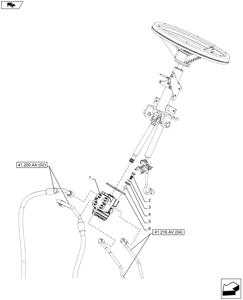 Схема запчастей Case IH FARMALL 115C - (41.200.CA[02]) - VAR - 337323, 338323, 743560, 743561, 744580, 744581, 744582 - STEERING VALVE - 4WD (POWERSHUTTLE, HI-LO) (41) - STEERING