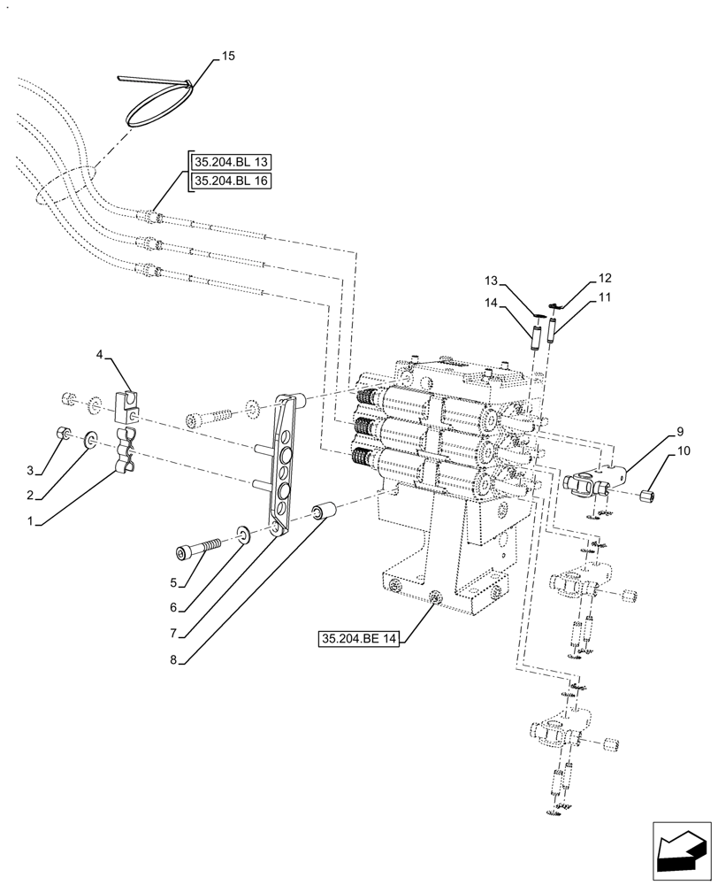 Схема запчастей Case IH FARMALL 140A - (35.204.BL[19]) - VAR - 429473 - 3 REMOTE CONTROL VALVES, ACTUATOR (35) - HYDRAULIC SYSTEMS