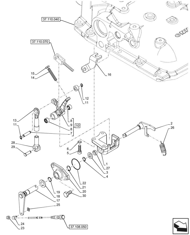 Схема запчастей Case IH FARMALL 90V - (37.110.060) - VAR - 744833 - REAR, HYDRAULIC LIFT, CONTROL LEVER, W/ LIFT-O-MATIC PLUS, CAB (37) - HITCHES, DRAWBARS & IMPLEMENT COUPLINGS