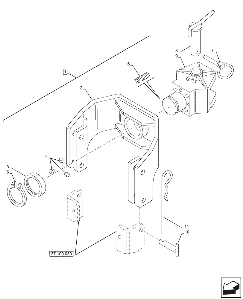 Схема запчастей Case IH FARMALL 110V - (37.100.070) - VAR - 336886 - REAR, TOW HOOK (37) - HITCHES, DRAWBARS & IMPLEMENT COUPLINGS