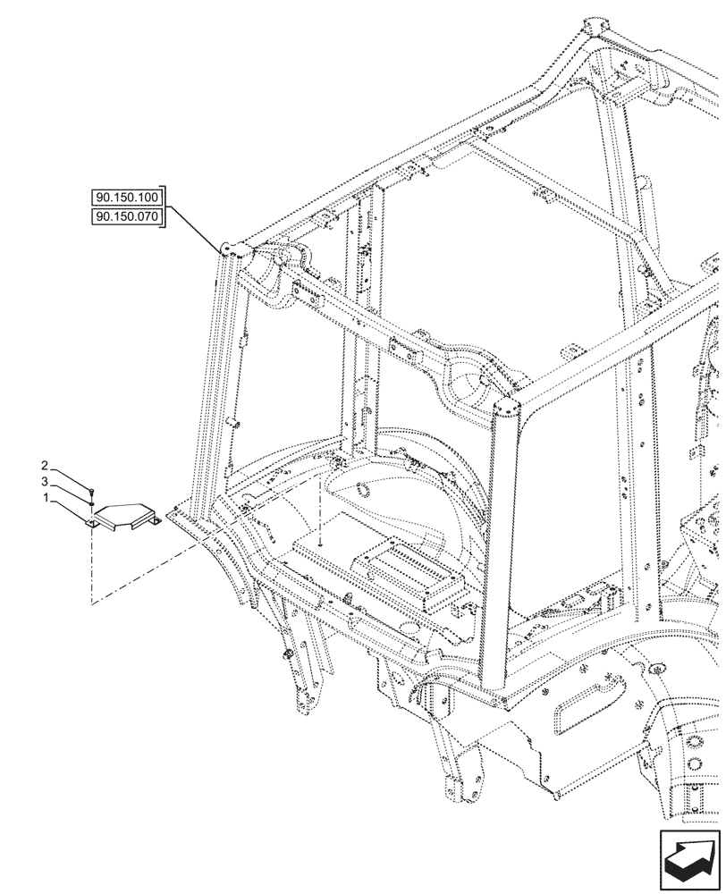 Схема запчастей Case IH FARMALL 90V - (90.150.010) - VAR - 342378, 342379, 342380, 342381, 744833 - SUPPORT W/O EDC, CAB (90) - PLATFORM, CAB, BODYWORK AND DECALS