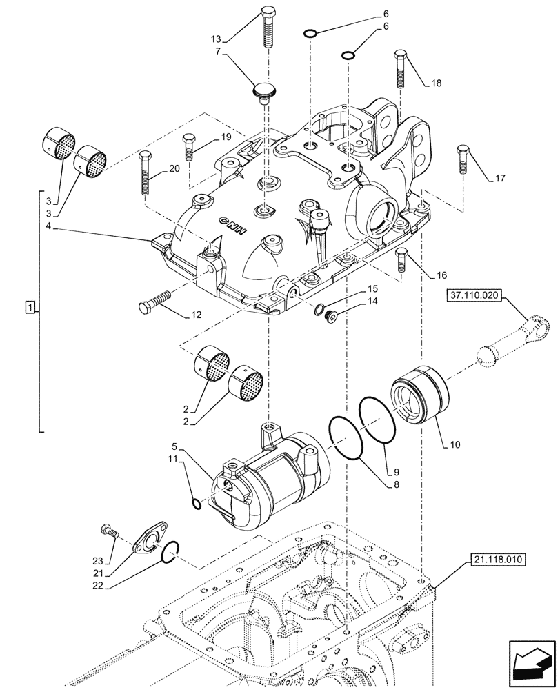 Схема запчастей Case IH FARMALL 80V - (37.110.010) - VAR - 341790 - REAR, HYDRAULIC LIFT, HOUSING, CYLINDER (37) - HITCHES, DRAWBARS & IMPLEMENT COUPLINGS