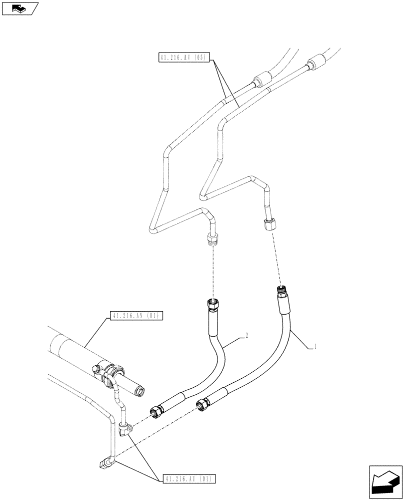 Схема запчастей Case IH FARMALL 95C - (41.216.AV[06]) - VAR - 337323, 338323, 743560, 743561, 744580, 744581, 744582 - STEERING LINE - 4WD (POWERSHUTTLE, HI-LO) (41) - STEERING