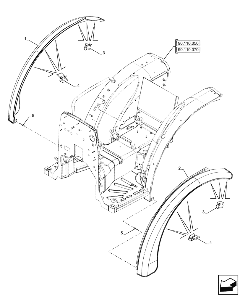 Схема запчастей Case IH FARMALL 90N - (90.116.170) - VAR - 744478 - REAR FENDER EXTENSION, WRAP AROUND TYPE, W/O CAB (90) - PLATFORM, CAB, BODYWORK AND DECALS