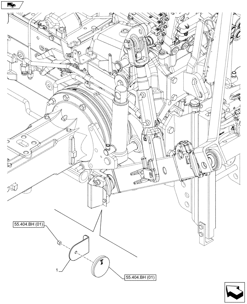 Схема запчастей Case IH FARMALL 85C - (55.404.BH[09]) - VAR - 390831, 332785, 743595, 743596, 743597 - REFLECTOR, SUPPORT - ISO (55) - ELECTRICAL SYSTEMS