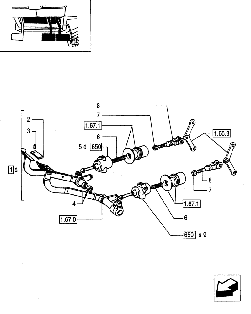 Схема запчастей Case IH JX55 - (1.67.0/01) - (VAR.324) 4WD FRONT AXLE WITH SLIP CONTROL FRONT BRAKE - BRAKE PEDALS (05) - REAR AXLE