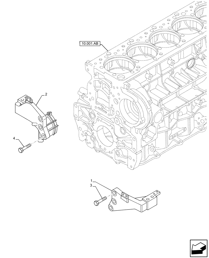 Схема запчастей Case IH F3HFE613A B003 - (10.001.AK[02]) - ENGINE SUPPORT AND MOUNTS (10) - ENGINE