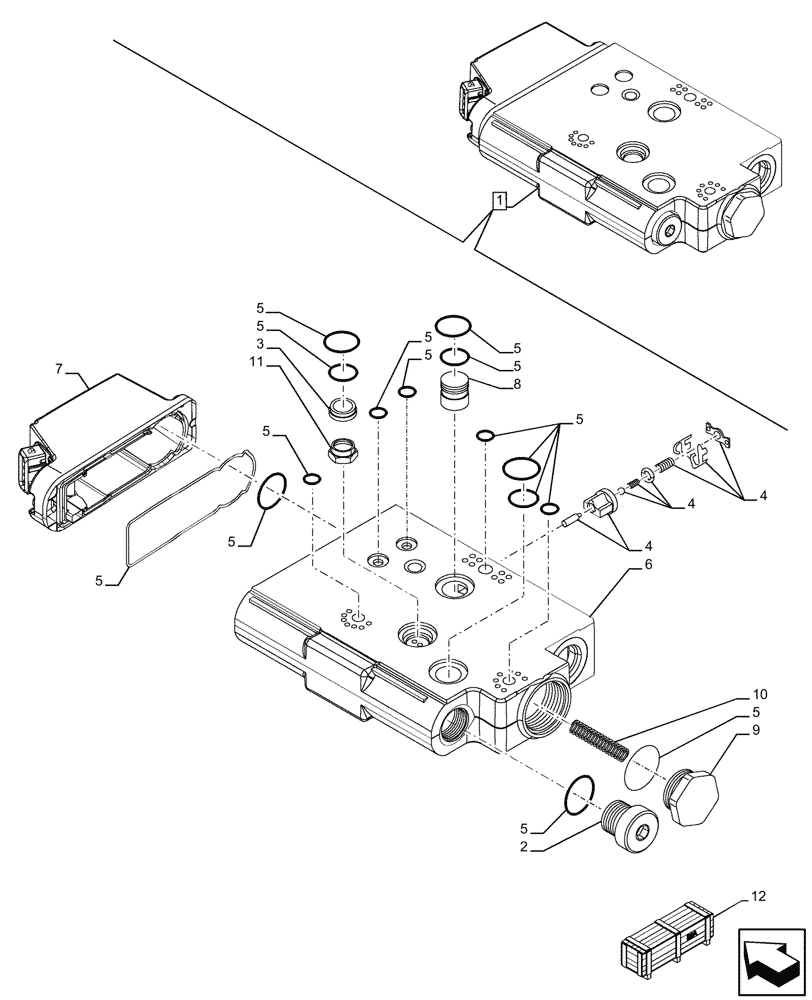 Схема запчастей Case IH OPTUM 300 CVT - (35.204.032) - VAR - 758064 - 1 MID-MOUNT CONTROL VALVE, COMPONENTS (35) - HYDRAULIC SYSTEMS