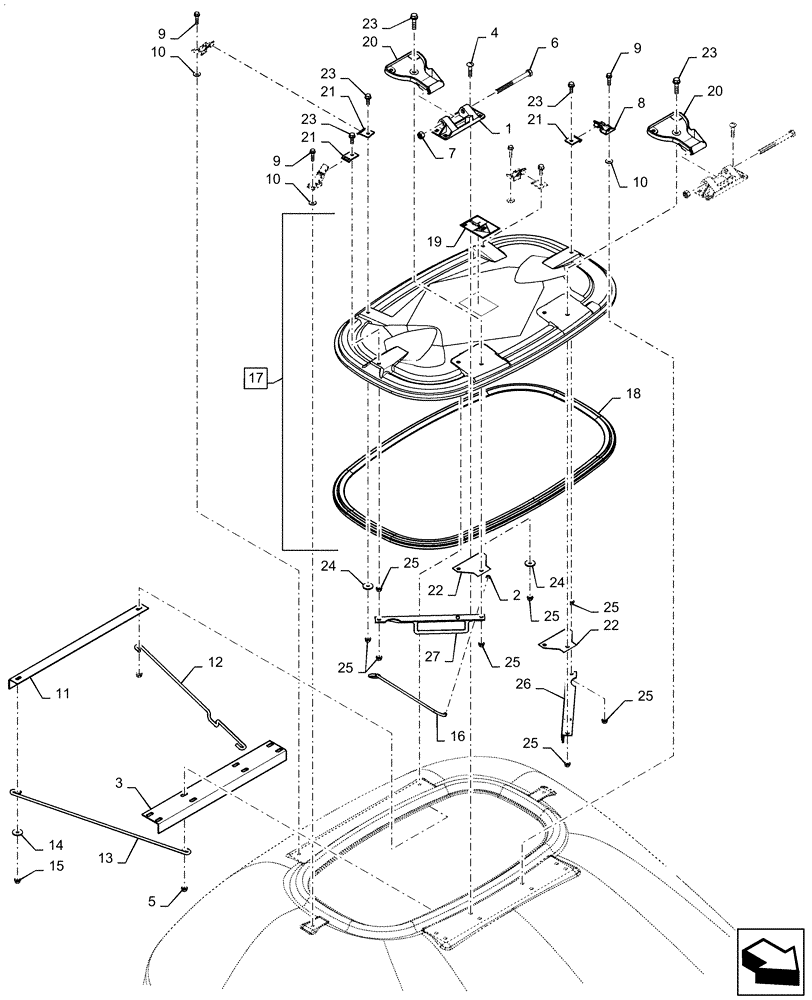 Схема запчастей Case IH 1255 - (80.100.AC[03]) - BULK FILL, TANK LID (80) - CROP STORAGE/UNLOADING