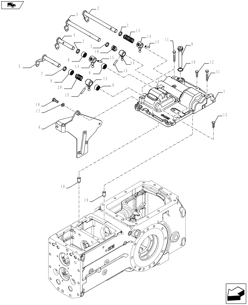 Схема запчастей Case IH FARMALL 85C - (21.134.AI[02]) - VAR - 743516, 743517 - TRANSMISSION, CONTROL, INSIDE (21) - TRANSMISSION