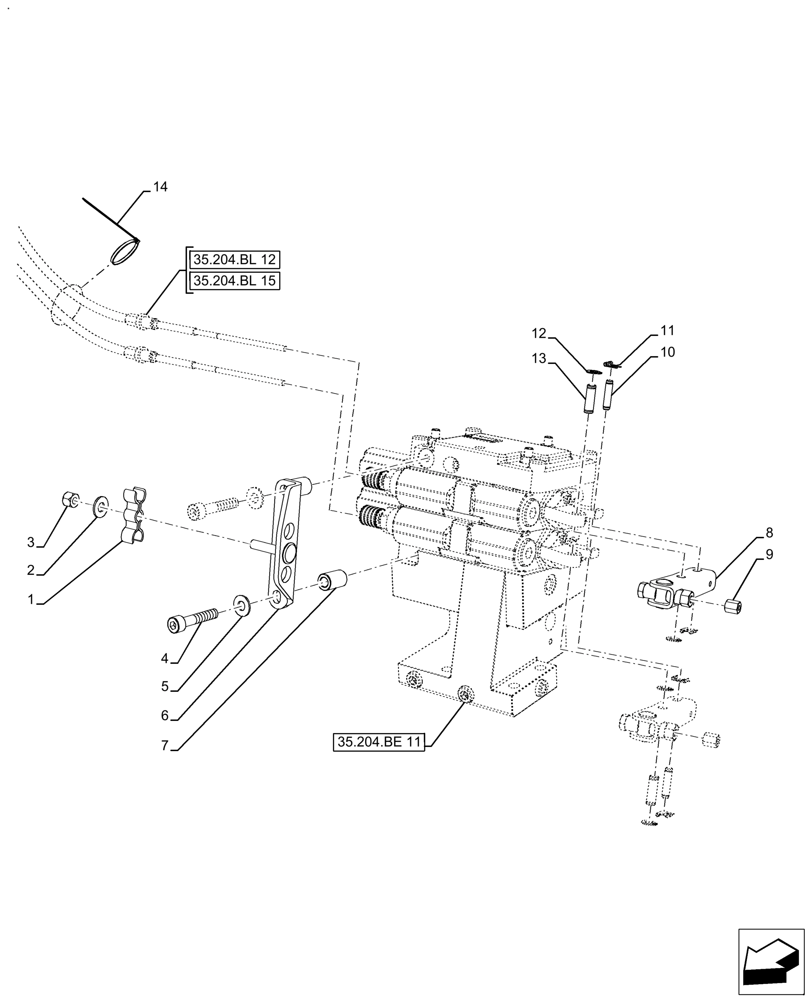 Схема запчастей Case IH FARMALL 110A - (35.204.BL[18]) - VAR - 429472 - 2 REMOTE CONTROL VALVES, ACTUATOR (35) - HYDRAULIC SYSTEMS