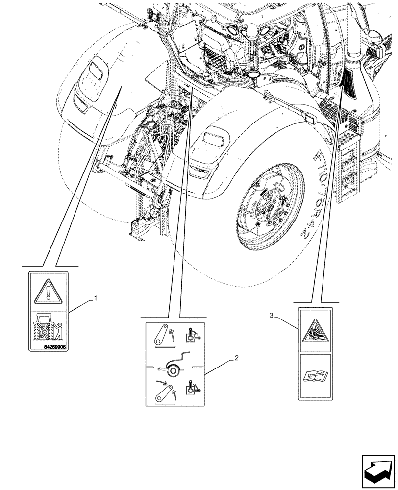 Схема запчастей Case IH OPTUM 300 CVT - (90.108.160) - VAR - 758768, 758769, 758770, 758771, 758772, 758773 - W/ FRONT HYDRAULIC LIFT, ELECTRONIC CONTROLS, DECAL (90) - PLATFORM, CAB, BODYWORK AND DECALS