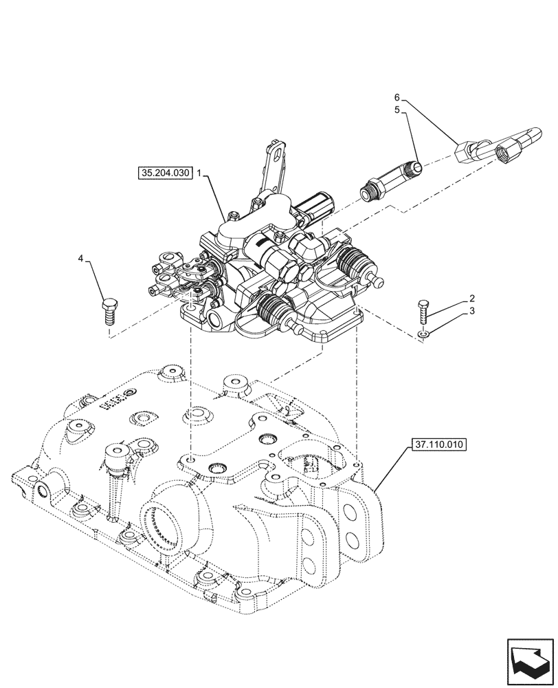 Схема запчастей Case IH FARMALL 110N - (35.204.020) - VAR - 341790 - 2 REMOTE CONTROL VALVES (35) - HYDRAULIC SYSTEMS