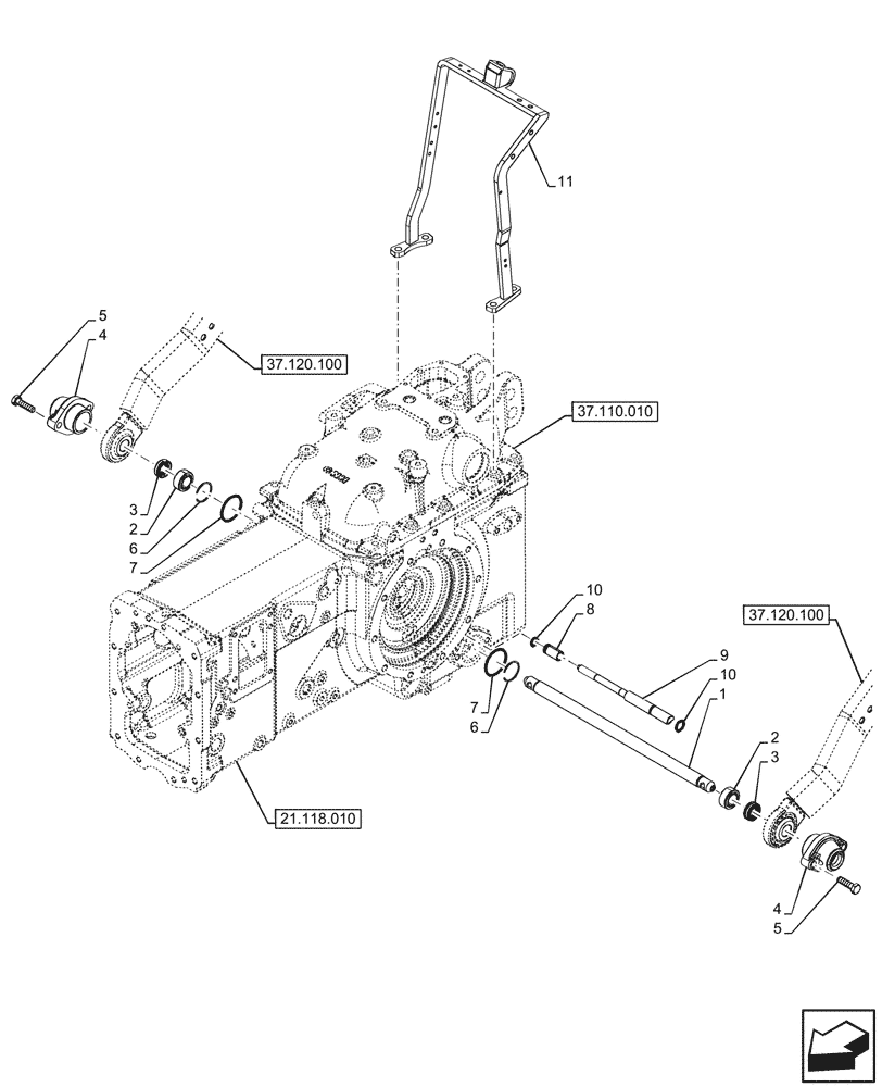 Схема запчастей Case IH FARMALL 80N - (37.120.020) - VAR - 341790 - REAR, 3 POINT HITCH, LOWER LINK, BAR (37) - HITCHES, DRAWBARS & IMPLEMENT COUPLINGS