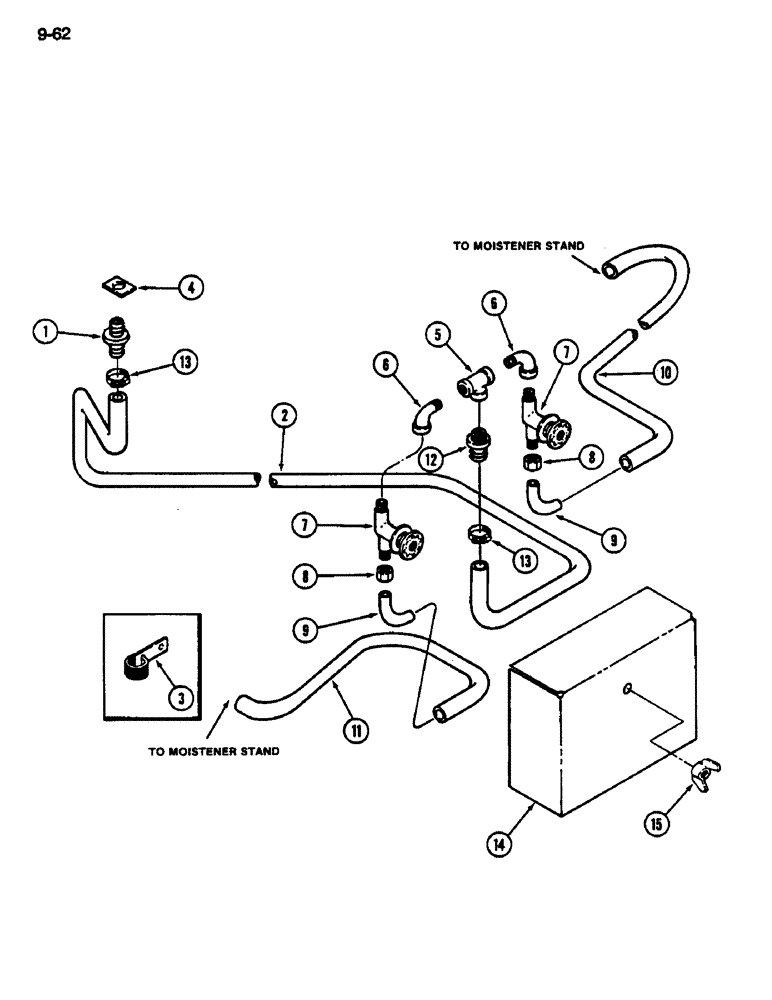 Схема запчастей Case IH 1822 - (9-062) - WATER LINES IN DRUM, PRIOR TO P.I.N. 701 (13) - PICKING SYSTEM